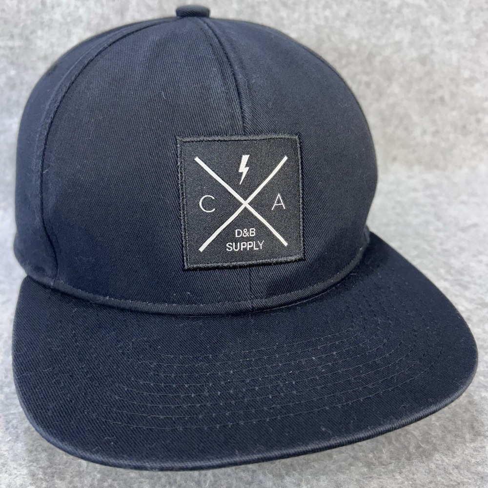 D&B Supply Snapback Hat Black Patch Logo Flat Bill Adjustable Cap
